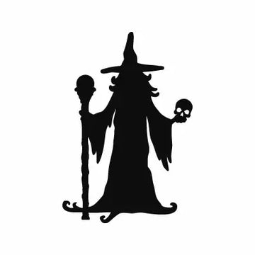 Wizard Witch Hat Halloween Skull Staff Magic Death Sign Sticker Decal